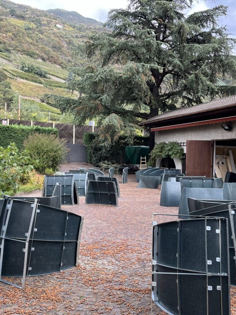 a group modular Pumptrack Segments in a courtyard